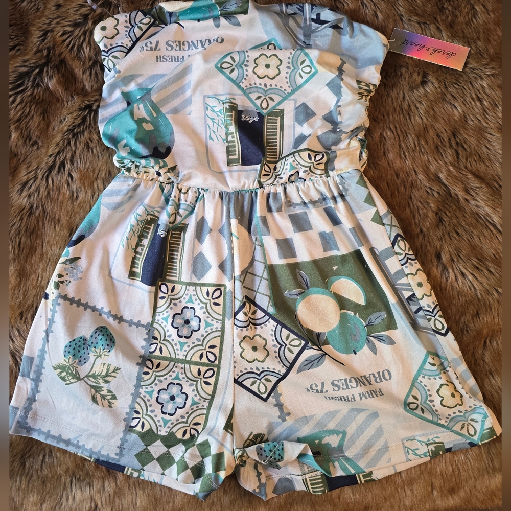 Super Cute Printed Romper - Blue and White
